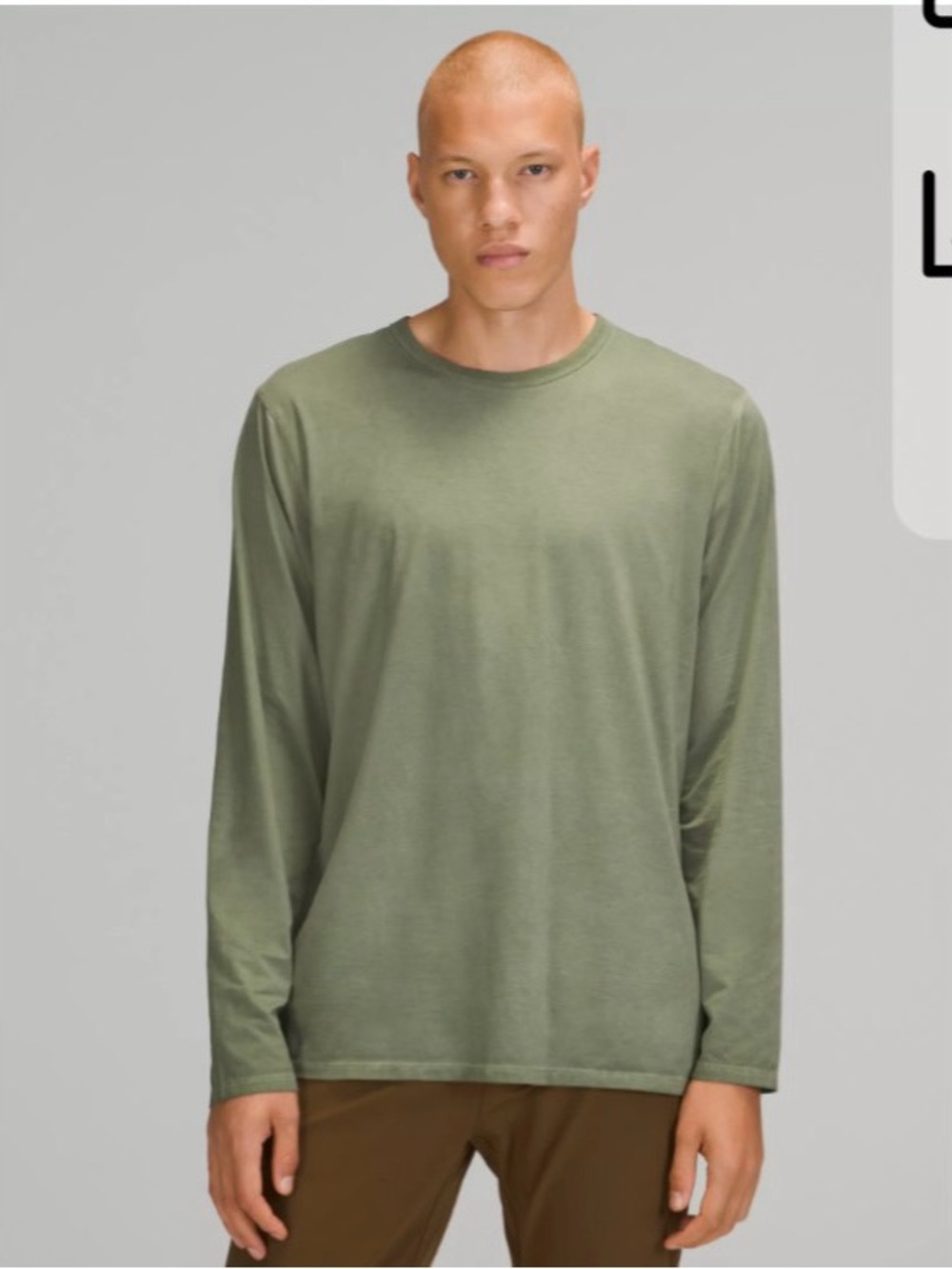 Men's Long Sleeve Crewneck Shirt - Olive Green